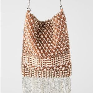 NWT Zara Beaded Pearl Fringe Bag